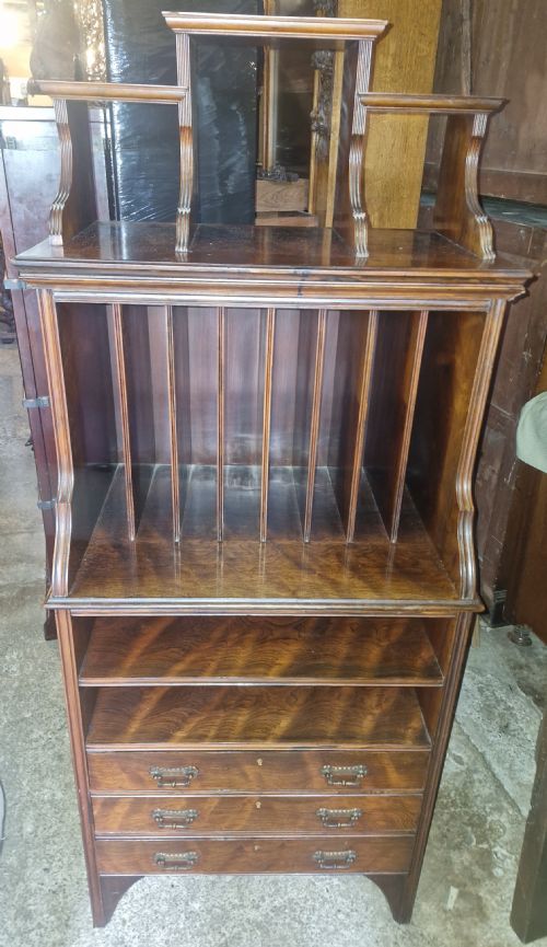 LATE VICTORIAN ROSEWOOD MULTI FUNCTIONAL SIDE CABINET - ADDITIONAL PHOTO 5