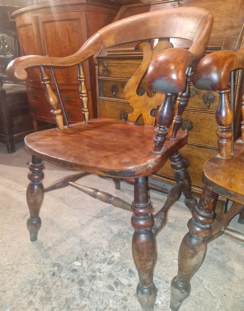 PAIR OF VICTORIAN SMOKERS BOW ARMCHAIRS - ADDITIONAL PHOTO 2