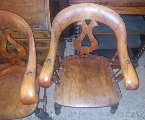 PAIR OF VICTORIAN SMOKERS BOW ARMCHAIRS - ADDITIONAL PHOTO 4