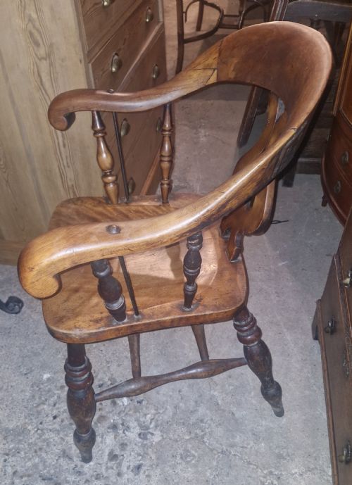 PAIR OF VICTORIAN SMOKERS BOW ARMCHAIRS - ADDITIONAL PHOTO 5