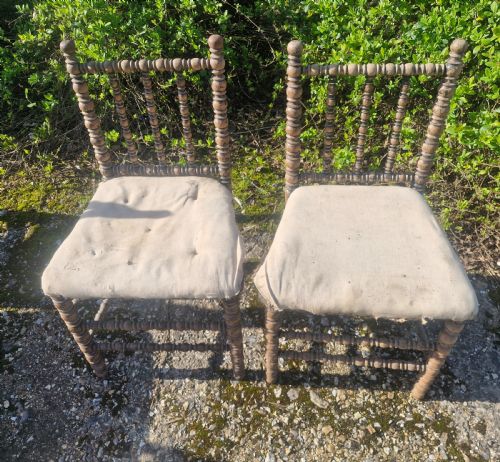 PAIR OF LATE VICTORIAN BOBBIN FRAMED BEDROOM CHAIRS - ADDITIONAL PHOTO 6