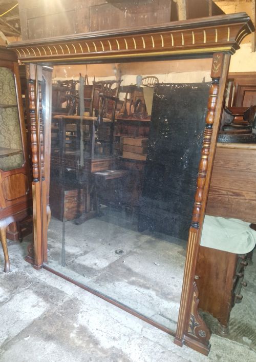 LARGE VICTORIAN COUNTRY HOUSE WALNUT GILT HEIGHTENED HALL MIRROR - ADDITIONAL PHOTO 1
