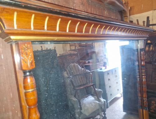 LARGE VICTORIAN COUNTRY HOUSE WALNUT GILT HEIGHTENED HALL MIRROR - ADDITIONAL PHOTO 4