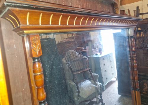 LARGE VICTORIAN COUNTRY HOUSE WALNUT GILT HEIGHTENED HALL MIRROR - ADDITIONAL PHOTO 9