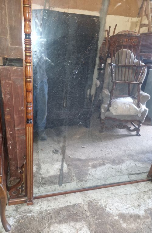 LARGE VICTORIAN COUNTRY HOUSE WALNUT GILT HEIGHTENED HALL MIRROR - ADDITIONAL PHOTO 10