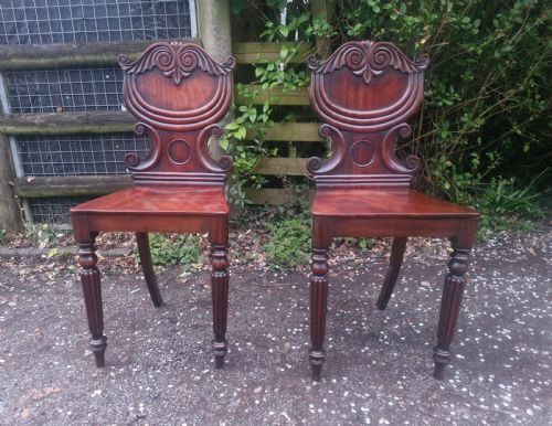 PAIR OF REGENCY MAHOGANY HALL CHAIRS - ADDITIONAL PHOTO 1