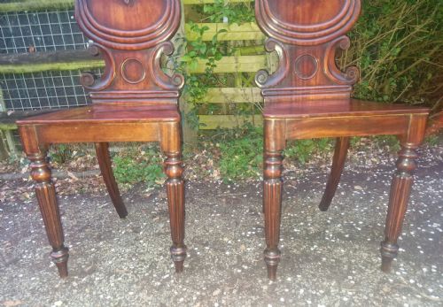PAIR OF REGENCY MAHOGANY HALL CHAIRS - ADDITIONAL PHOTO 2