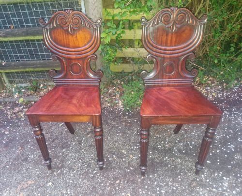 PAIR OF REGENCY MAHOGANY HALL CHAIRS - ADDITIONAL PHOTO 5