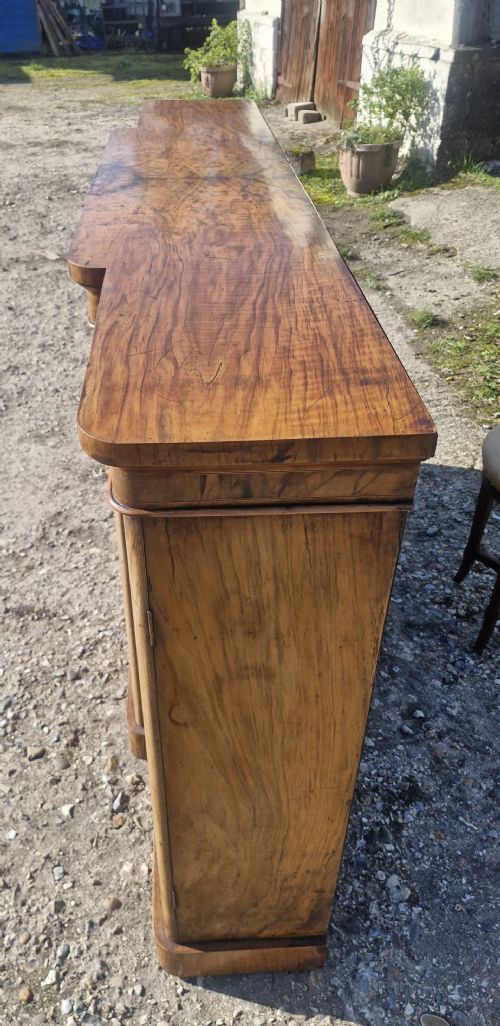 VICTORIAN BURR WALNUT AND INLAID 4 DOOR BREAKFRONT BOOKCASE CABINET - ADDITIONAL PHOTO 7
