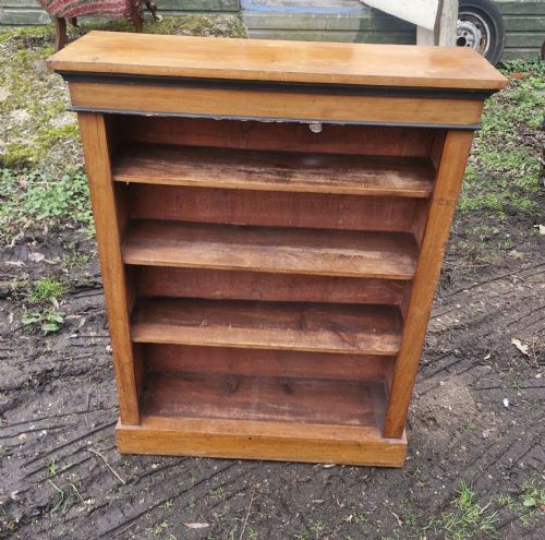small late victorian walnut open front bookcase - CATEGORY: ANTIQUE BOOKCASES - DATED VICTORIAN