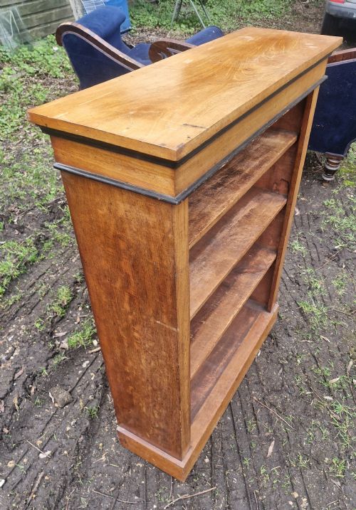 SMALL LATE VICTORIAN WALNUT OPEN FRONT BOOKCASE - ADDITIONAL PHOTO 2
