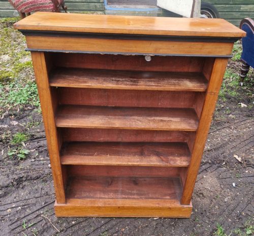 SMALL LATE VICTORIAN WALNUT OPEN FRONT BOOKCASE - ADDITIONAL PHOTO 4