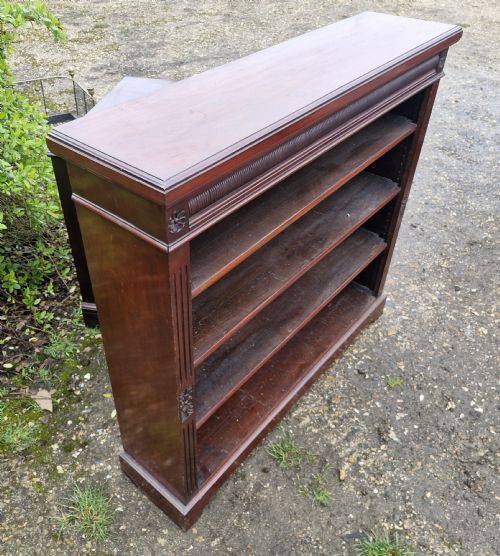 LATE VICTORIAN MAHOGANY OPEN FRONT BOOKCASE - ADDITIONAL PHOTO 2