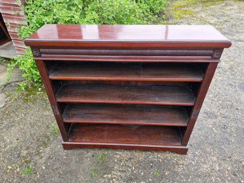 LATE VICTORIAN MAHOGANY OPEN FRONT BOOKCASE - ADDITIONAL PHOTO 3
