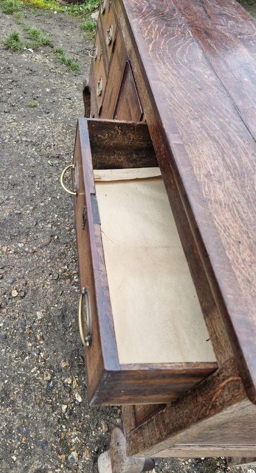 ANTIQUE SHROPSHIRE OAK AND BANDED DRESSER BASE - ADDITIONAL PHOTO 2