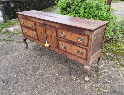 ANTIQUE SHROPSHIRE OAK AND BANDED DRESSER BASE - ADDITIONAL PHOTO 4