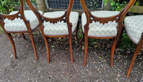 SET OF 6 VICTORIAN WALNUT BALLOON BACK CHAIRS - ADDITIONAL PHOTO 2