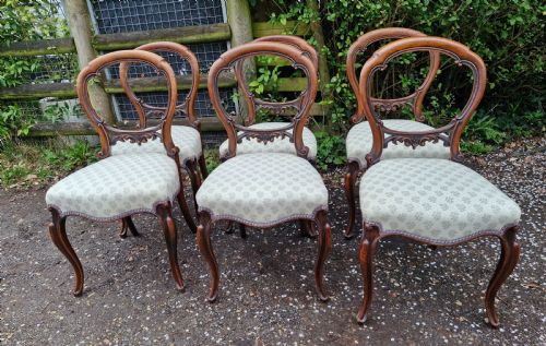 SET OF 6 VICTORIAN WALNUT BALLOON BACK CHAIRS - ADDITIONAL PHOTO 8