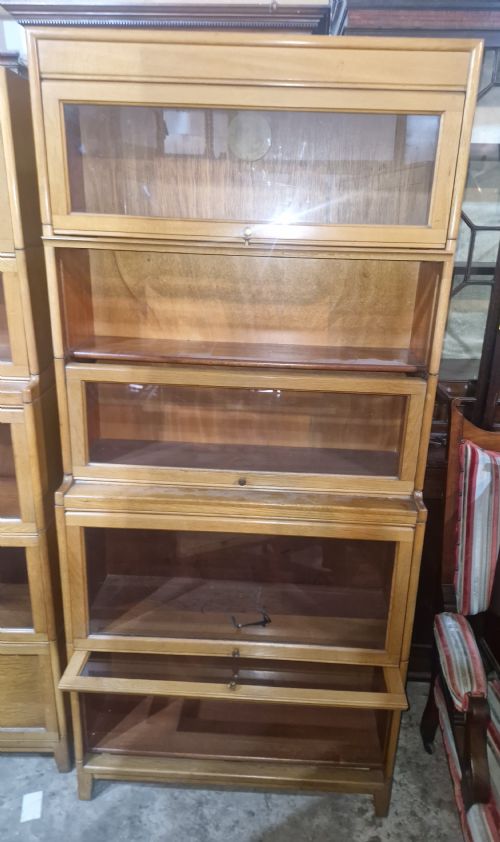LIGHT OAK GLOBE WERNICKE STYLE 5 SECTION BOOKCASE CABINET - ADDITIONAL PHOTO 2
