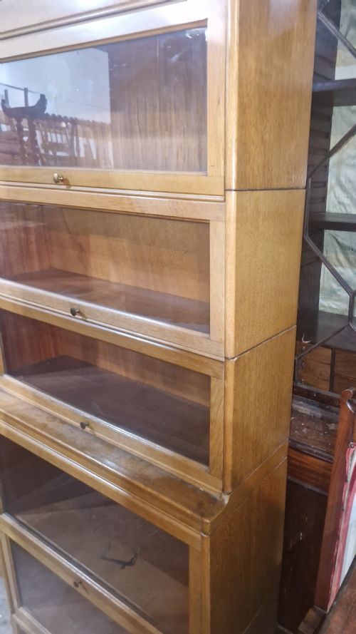 LIGHT OAK GLOBE WERNICKE STYLE 5 SECTION BOOKCASE CABINET - ADDITIONAL PHOTO 3