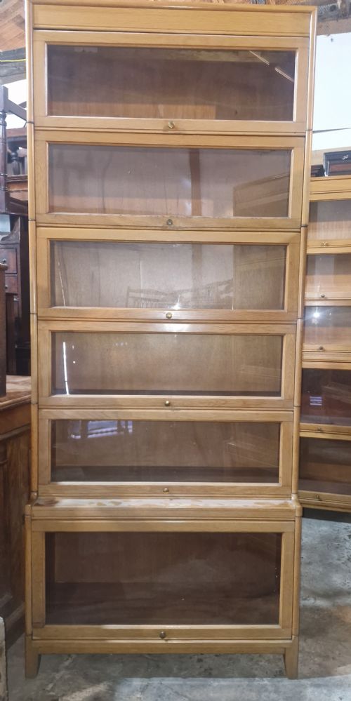 LIGHT OAK 6 SECTION GLOBE WERNICKE BOOKCASE CABINET - ADDITIONAL PHOTO 1