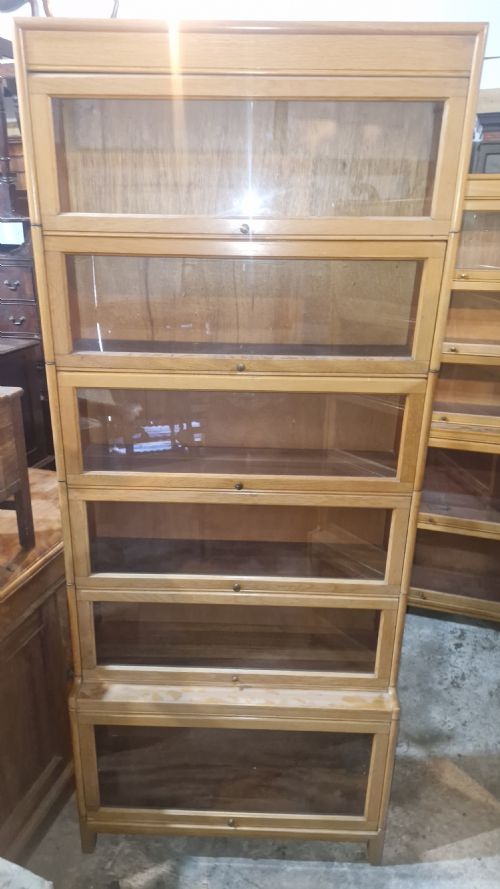 LIGHT OAK 6 SECTION GLOBE WERNICKE BOOKCASE CABINET - ADDITIONAL PHOTO 2