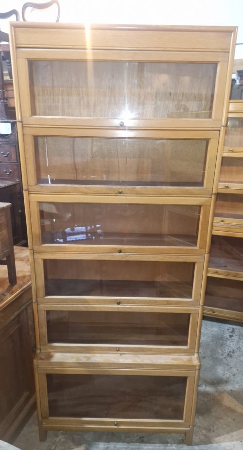 LIGHT OAK 6 SECTION GLOBE WERNICKE BOOKCASE CABINET - ADDITIONAL PHOTO 3