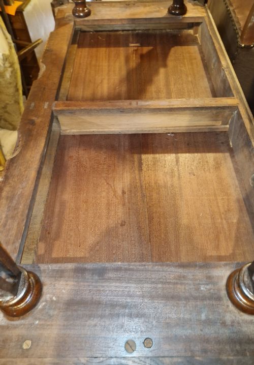EARLY VICTORIAN OAK GOTHIC 2 DRAWER WRITING TABLE IN THE MANNER OF RICHARD BRIDGEN - ADDITIONAL PHOTO 8