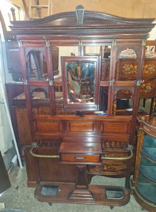 LATE VICTORIAN MAHOGANY HALL STAND - ADDITIONAL PHOTO 4