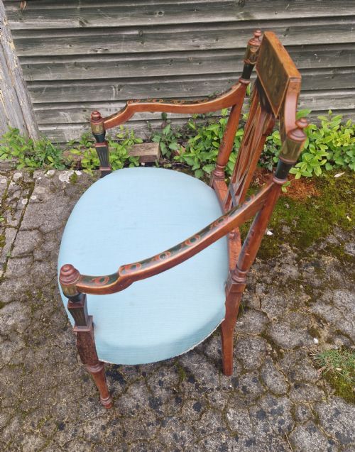PAINTED SATINWOOD ARMCHAIR - ADDITIONAL PHOTO 5
