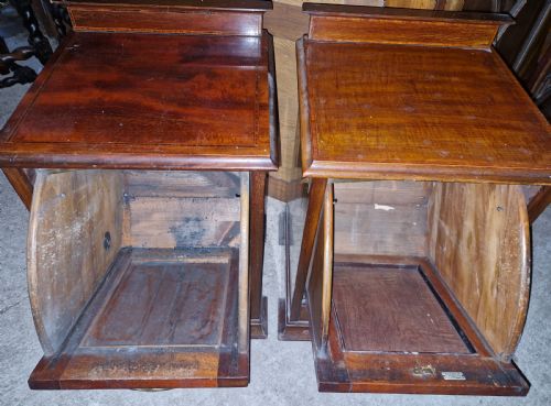 VERY CLOSE MATCHED PAIR OF INLAID MAHOGANY BEDSIDE OR SHOE CABINETS - ADDITIONAL PHOTO 1