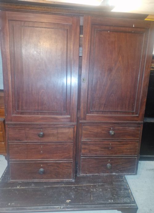 LATE GEORGIAN CHANNEL ISLAND STYLE MAHOGANY CLOTHES HANGING WARDROBE - ADDITIONAL PHOTO 19