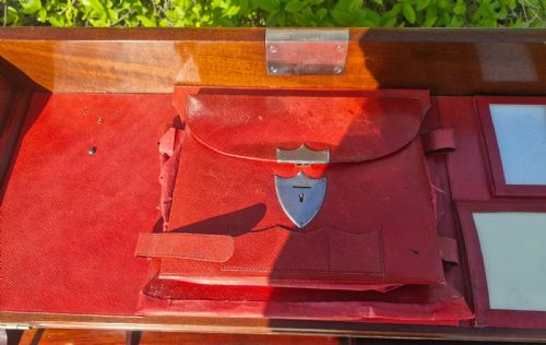 EDWARDIAN INLAID SATINWOOD CAMPAIGN STYLE FOLD OUT LADY'S WRITING TABLE - ADDITIONAL PHOTO 2