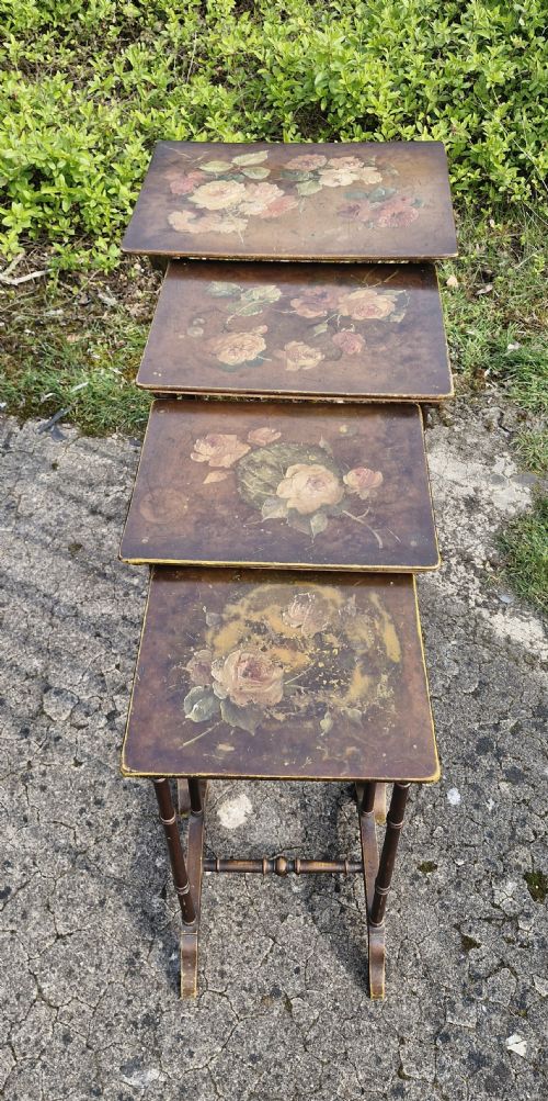 NEST OF 4 PAINTED AND DECORATED OCCASIONAL TABLES - ADDITIONAL PHOTO 2