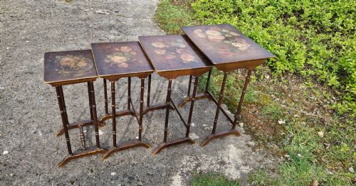 NEST OF 4 PAINTED AND DECORATED OCCASIONAL TABLES - ADDITIONAL PHOTO 4