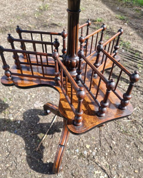 MID VICTORIAN INLAID WALNUT REVOLVING BOOK TABLE - ADDITIONAL PHOTO 3