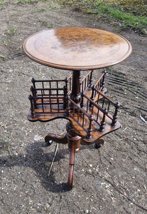 MID VICTORIAN INLAID WALNUT REVOLVING BOOK TABLE - ADDITIONAL PHOTO 5