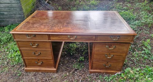 early victorian mahogany partners pedestal writing desk unusual side drawers - CATEGORY: ANTIQUE DESKS - DATED 1850