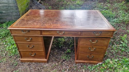 EARLY VICTORIAN MAHOGANY PARTNERS PEDESTAL WRITING DESK UNUSUAL SIDE DRAWERS - ADDITIONAL PHOTO 5