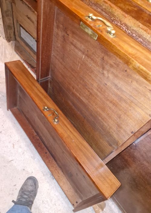 EARLY VICTORIAN MAHOGANY PARTNERS PEDESTAL WRITING DESK UNUSUAL SIDE DRAWERS - ADDITIONAL PHOTO 22