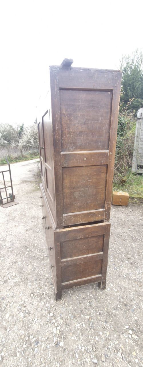 LATE GEORGIAN OAK 2 PART HOUSEKEEPERS CUPBOARD - ADDITIONAL PHOTO 10