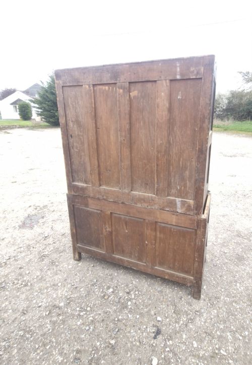 LATE GEORGIAN OAK 2 PART HOUSEKEEPERS CUPBOARD - ADDITIONAL PHOTO 13