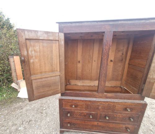 LATE GEORGIAN OAK 2 PART HOUSEKEEPERS CUPBOARD - ADDITIONAL PHOTO 16
