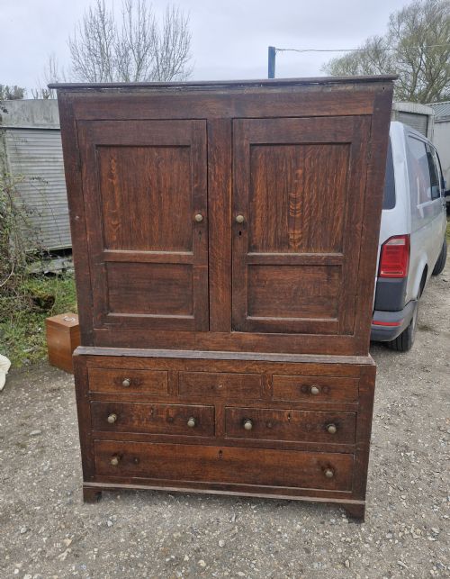 late georgian oak 2 part housekeepers cupboard - CATEGORY: ANTIQUE CUPBOARDS - DATED 1800