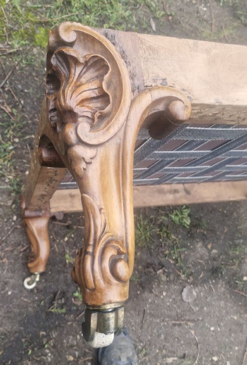 MID VICTORIAN CARVED ROSEWOOD CENTRE STOOL FOR REUPHOLSTERING - ADDITIONAL PHOTO 1