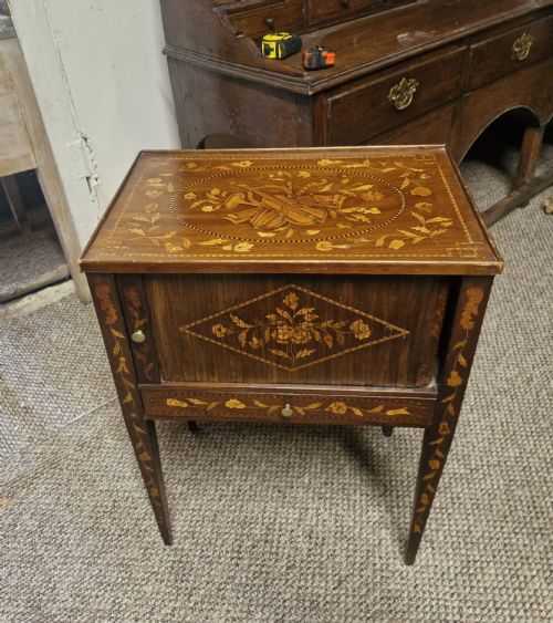 DUTCH MARQUETRY TAMBOUR FRONT BEDSIDE CABINET - ADDITIONAL PHOTO 5