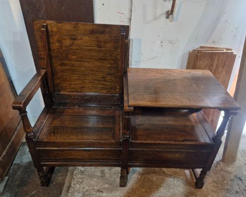 OAK DOUBLE FOLD OVER TOP HALL SEAT WITH LIFT UP LID - ADDITIONAL PHOTO 7