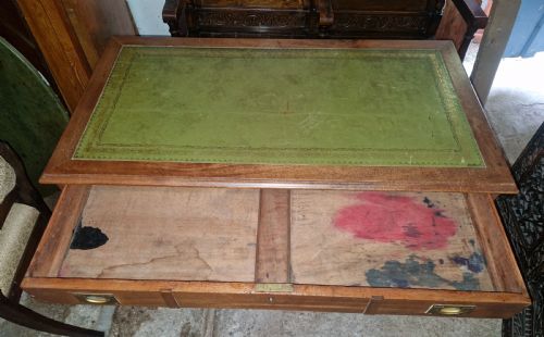 LATE 19TH CENTURY MAHOGANY SHIPS NAVAL CAMPAIGN DESK - ADDITIONAL PHOTO 3