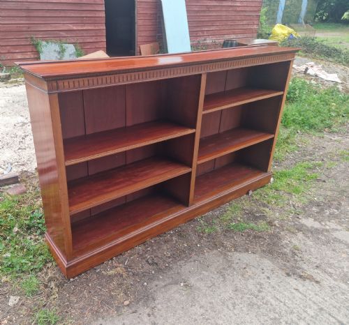 USEFUL LARGE EDWARDIAN OPEN FRONT BOOKCASE ADJUSTABLE SHELVES - ADDITIONAL PHOTO 5