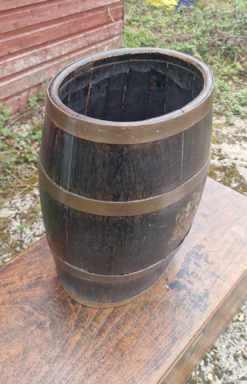 OAK BARREL WALKING STICK STAND - ADDITIONAL PHOTO 2